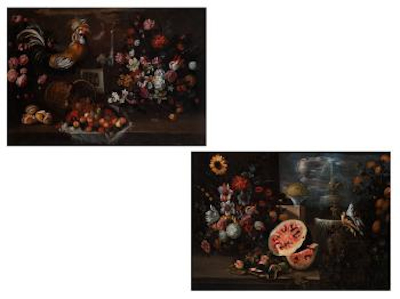 Grossformatige Stillleben mit Früchten, Blumen und Vögeln by Italian School