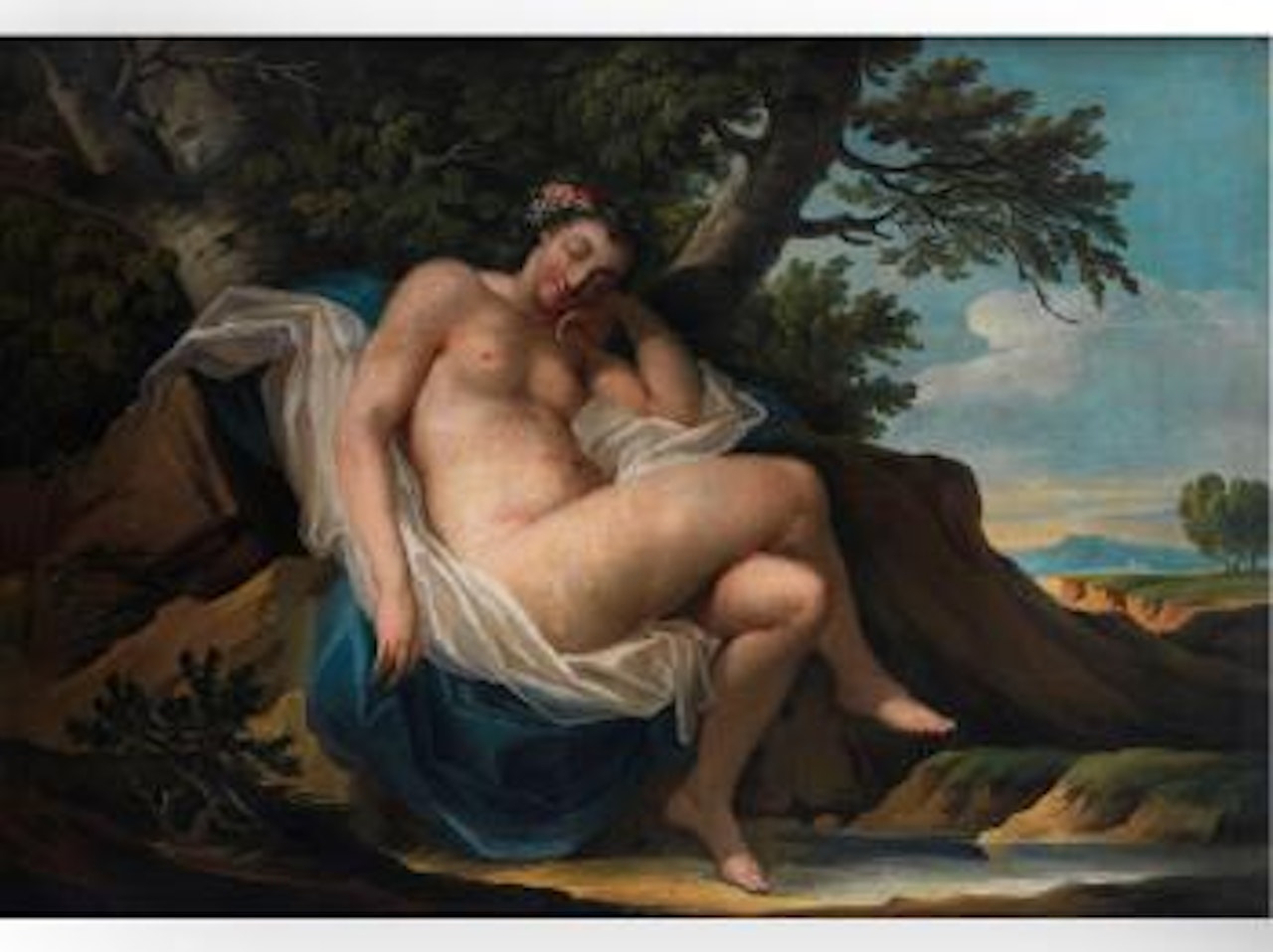 Junges Mädchen in arkadischer Landschaft by French School