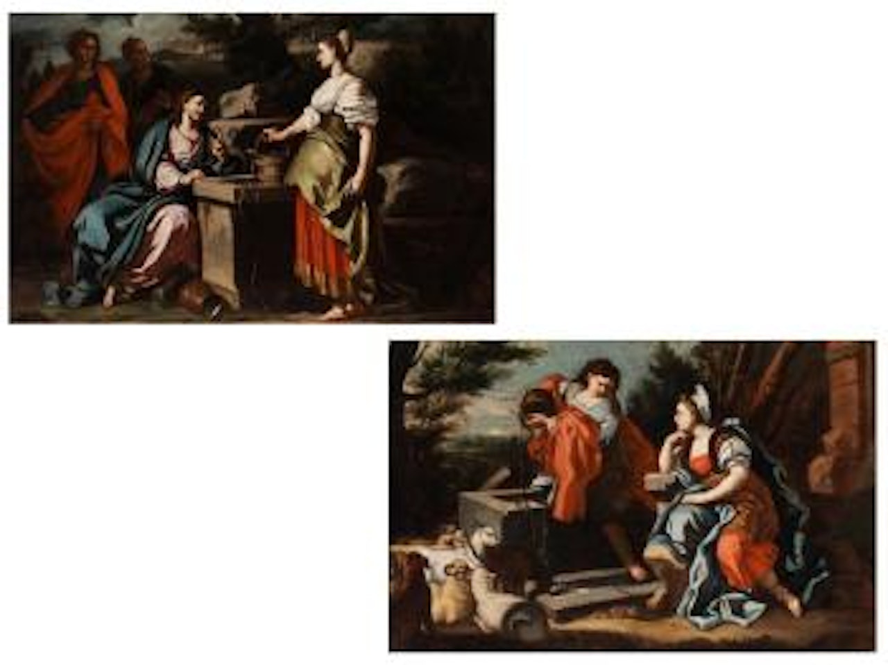 Jesus und die Samariterin; Rebecca am Brunnen by Francesco de Mura