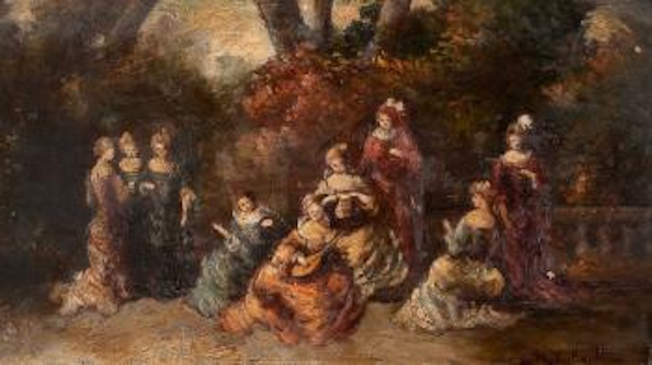 Elégantes au parc by Adolphe Monticelli