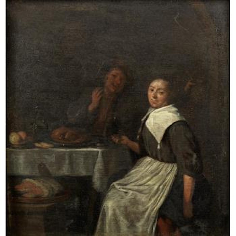 Figures in an interior by Jan Miense Molenaer
