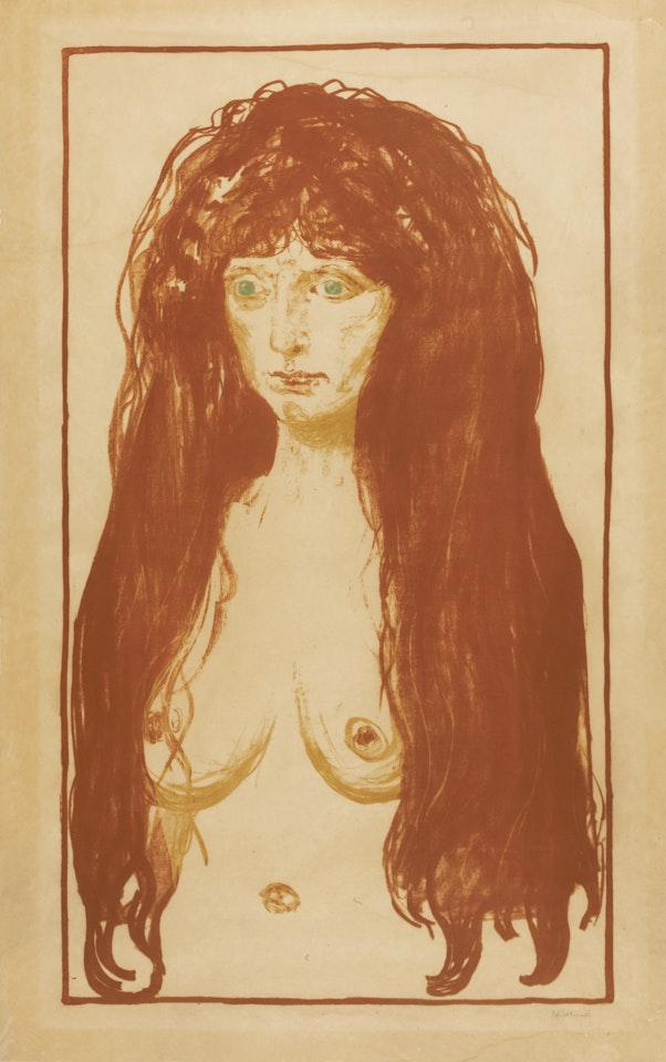 WOMAN WITH RED HAIR AND GREEN EYES. THE SIN (W. 198; S. 142) by Edvard Munch