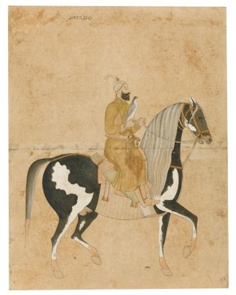 A Falconer Mounted on A Dappled Horse by Mughal School