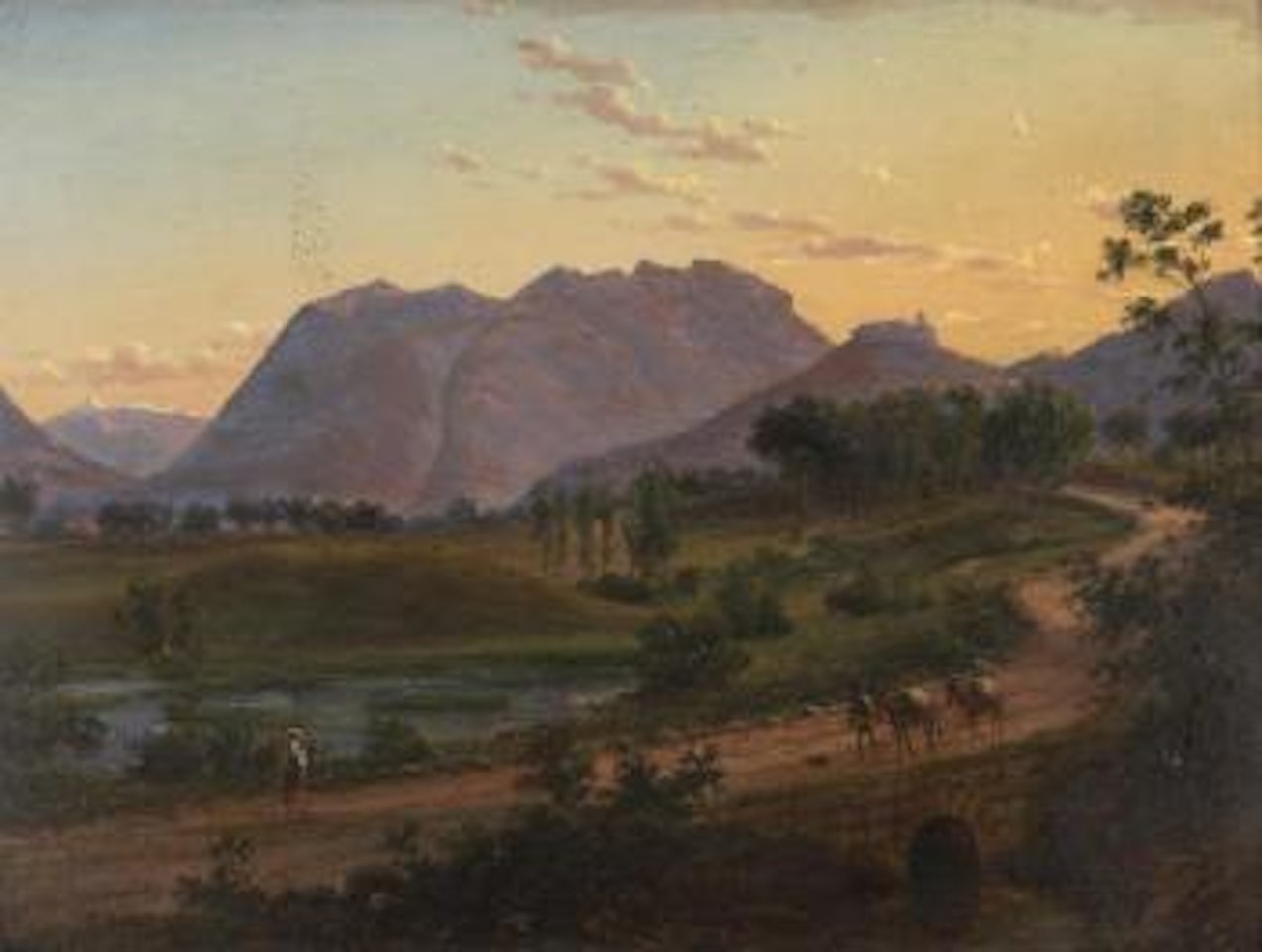 Marcianello near Mt. Gomiano on the mountain road from Naples to Rome by Eugene von Guérard