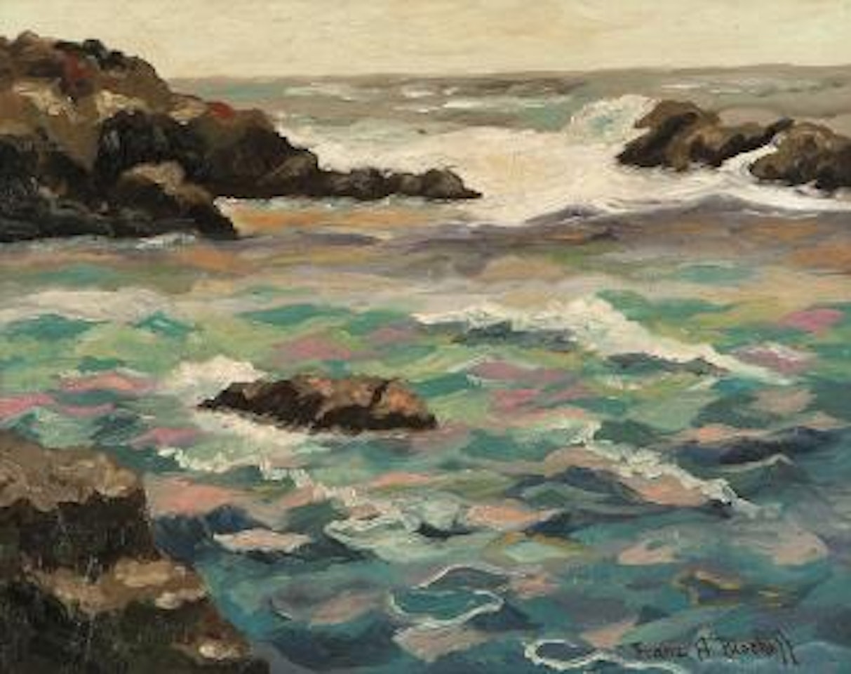 Rocky coastal with waves by Franz A Bischoff