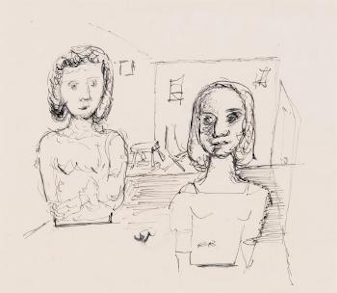 Two girls in a room by Charles Blackman