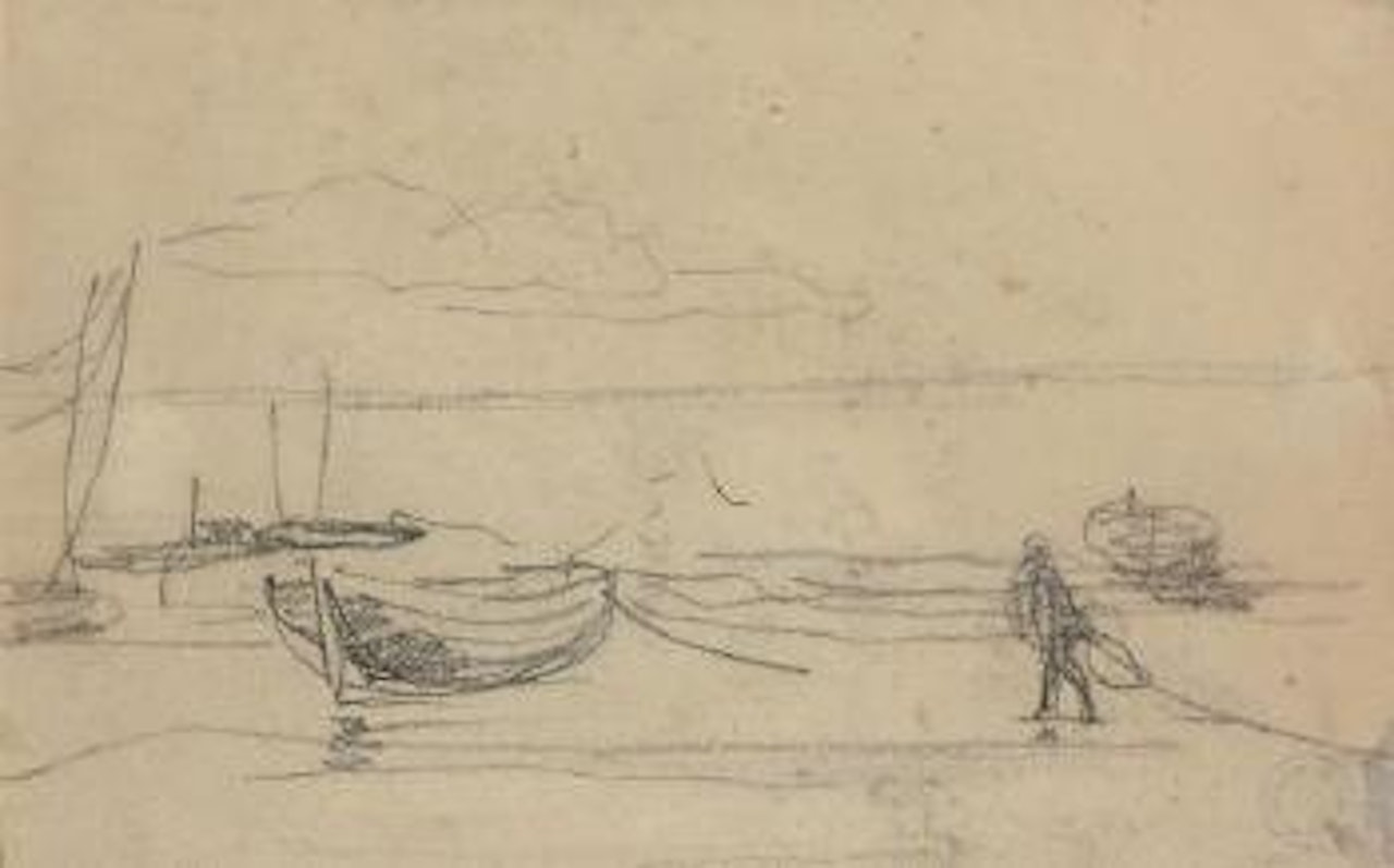 Barque sur la plage by Eugène Boudin