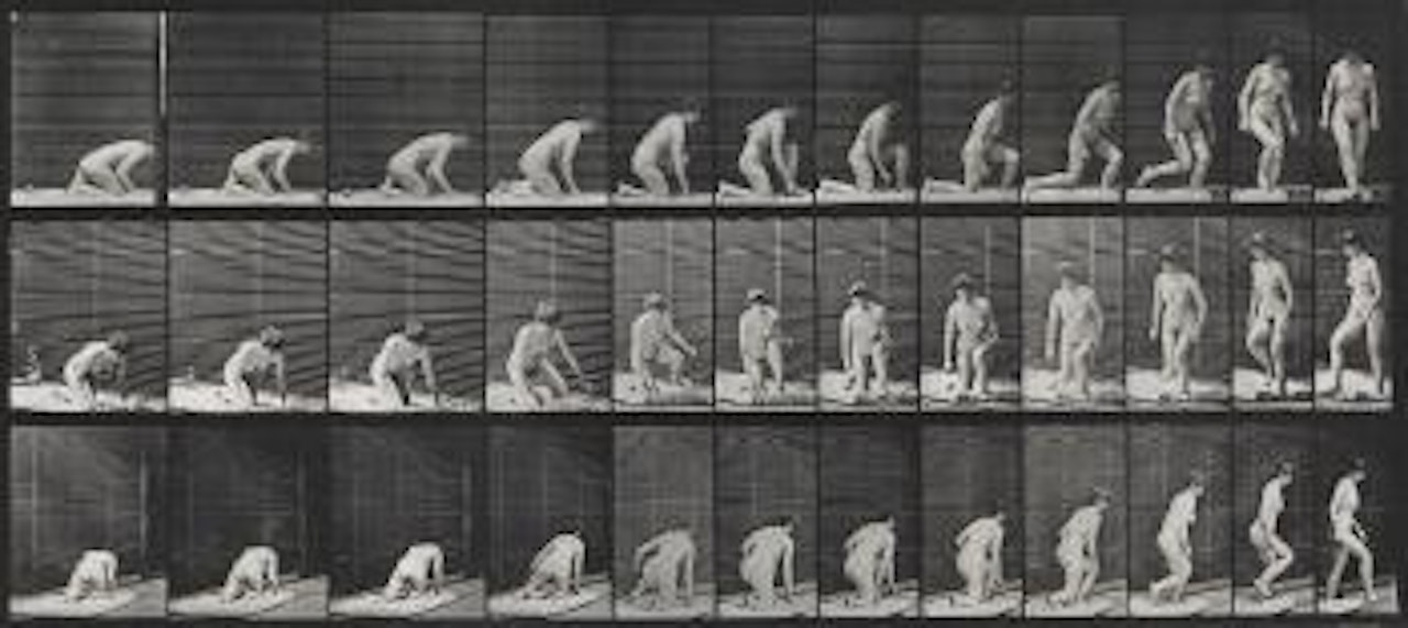 Nude woman crawling and standing up by Eadweard Muybridge