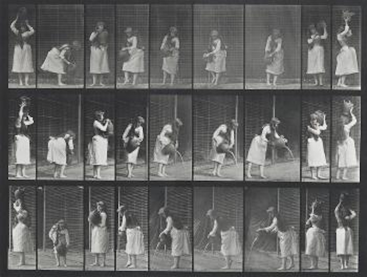 Woman posing with a water urn by Eadweard Muybridge