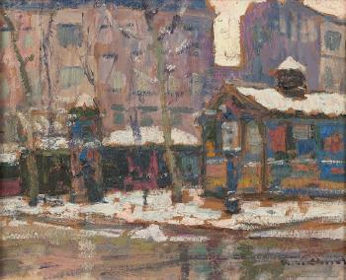 Marche aux fleurs sous la neige by Victor Charreton