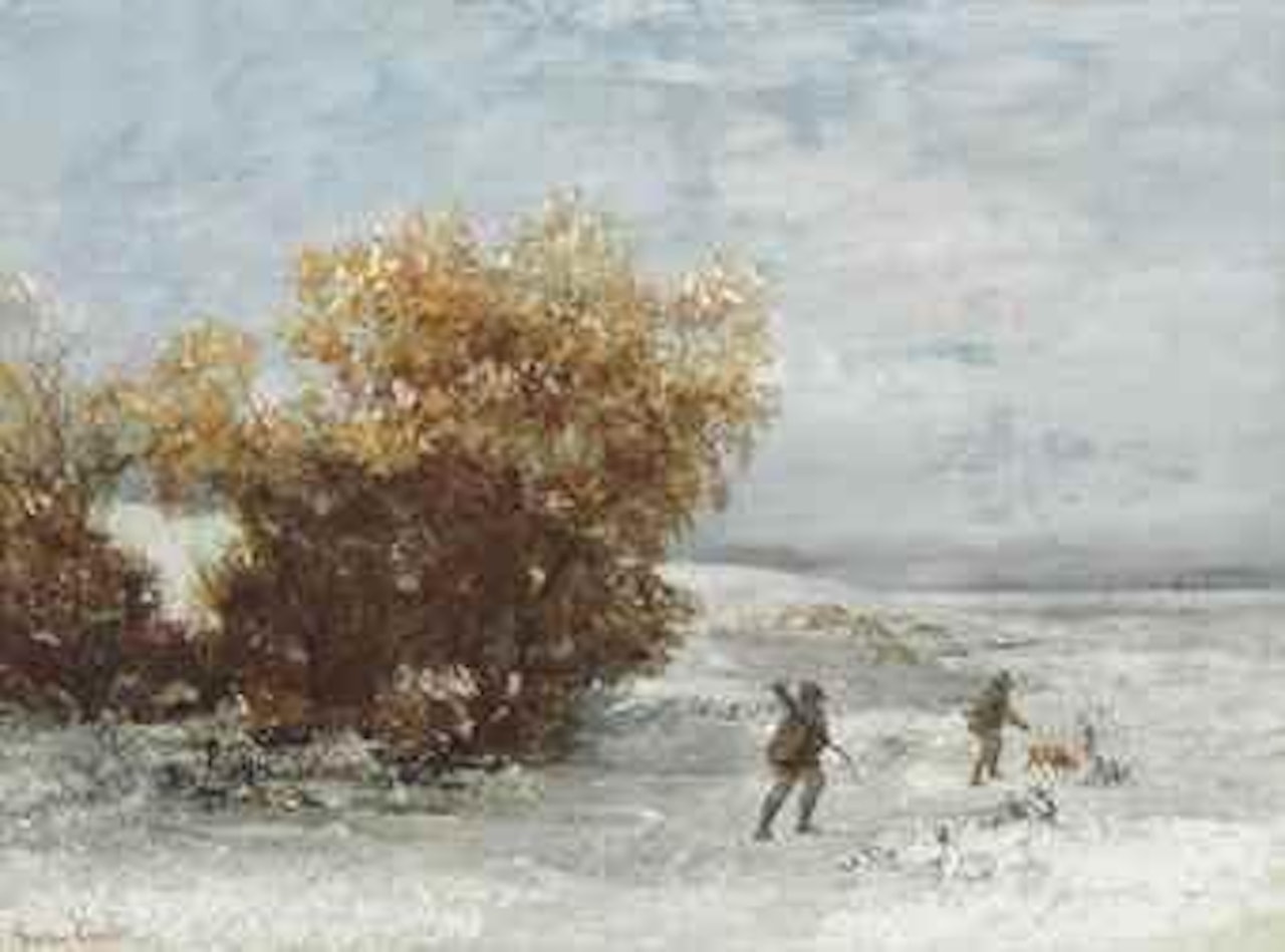 Chasseurs dans Le Neige by Gustave Courbet