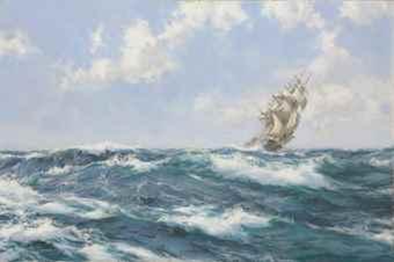 Tumbling Foam - 'Phantom of Boston' by Montague Dawson