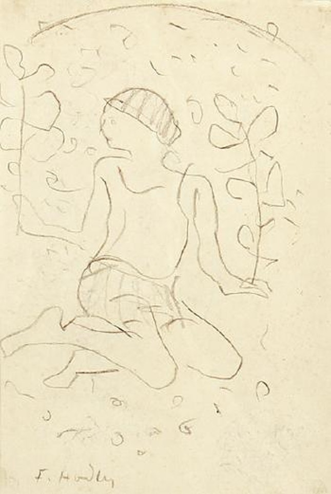 Sitzendes Mädchen mit Blumen by Ferdinand Hodler