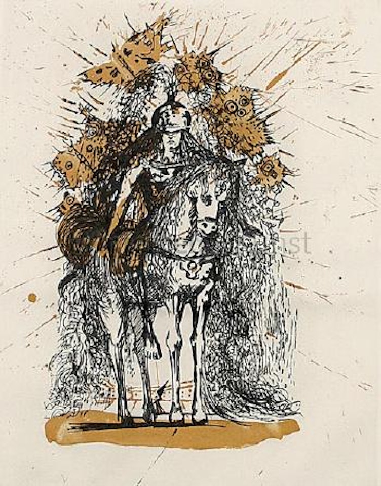 Cavalier casqué aux Papillons by Salvador Dali