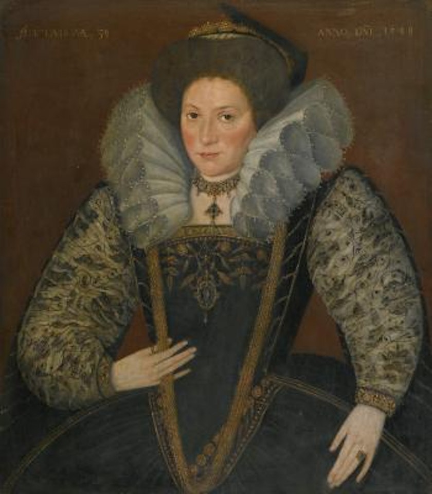 Portrait of a Lady, half-length, in an embroidered dress by English School
