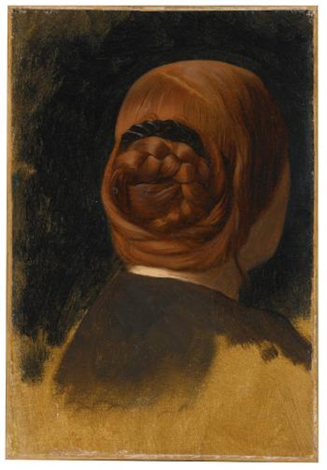 Woman with red coiled braid (Tete de femme vue de dos) by Jean Léon Gérome