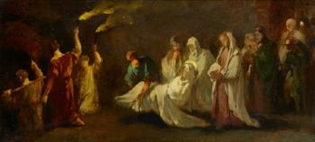 Die Grablegung einer Heiligen by Carl Spitzweg