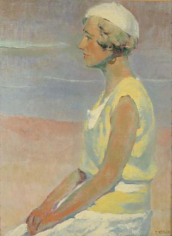 Dame assise en blouse jaune by Edward Henry Potthast