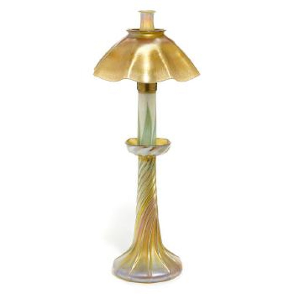 A candlestick lamp by Tiffany Studios