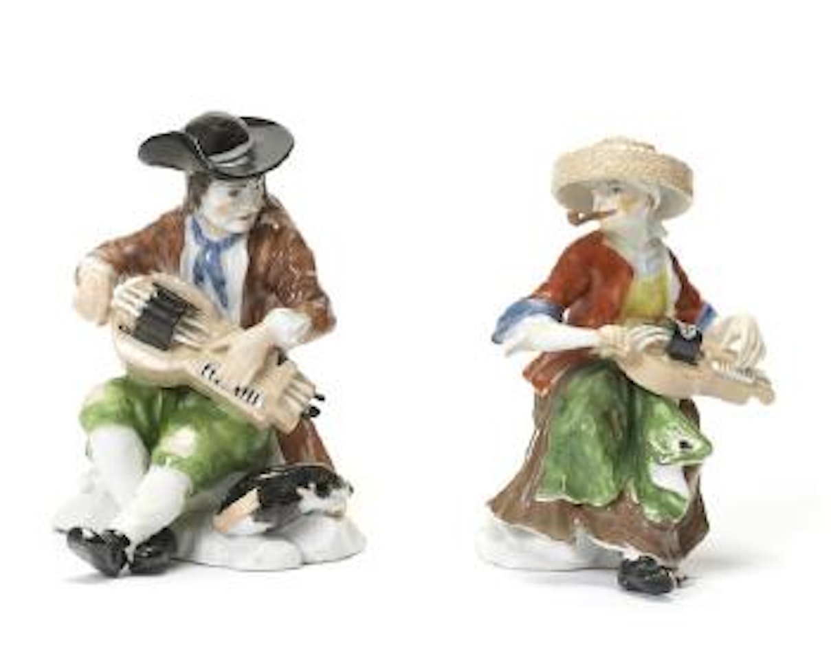 Two Figures of Beggar Musicians by Johann Joachim Kändler