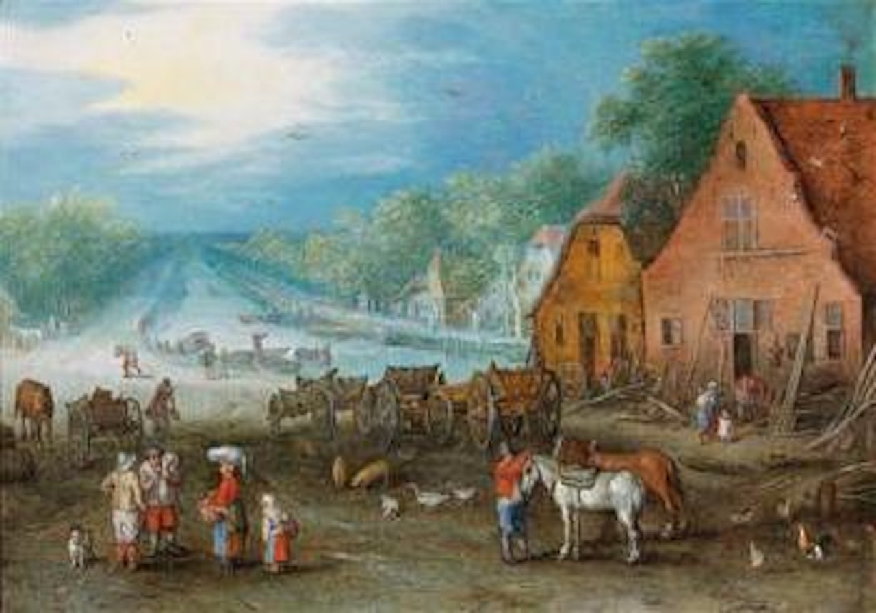 Canal landscape with two workshops at the banks by Jan Brueghel the Younger
