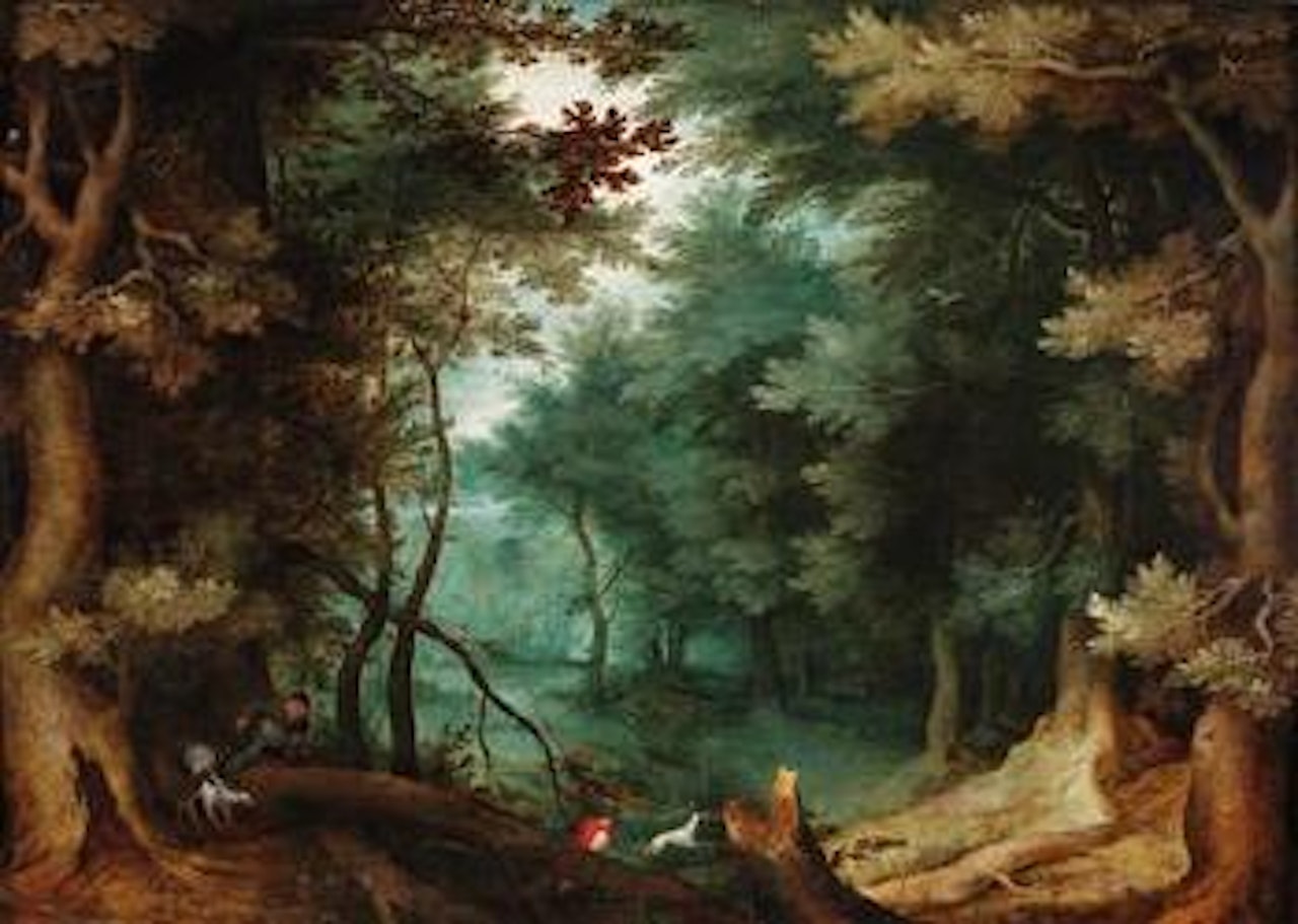 Forest landscape with hunters by Jan Brueghel the Younger