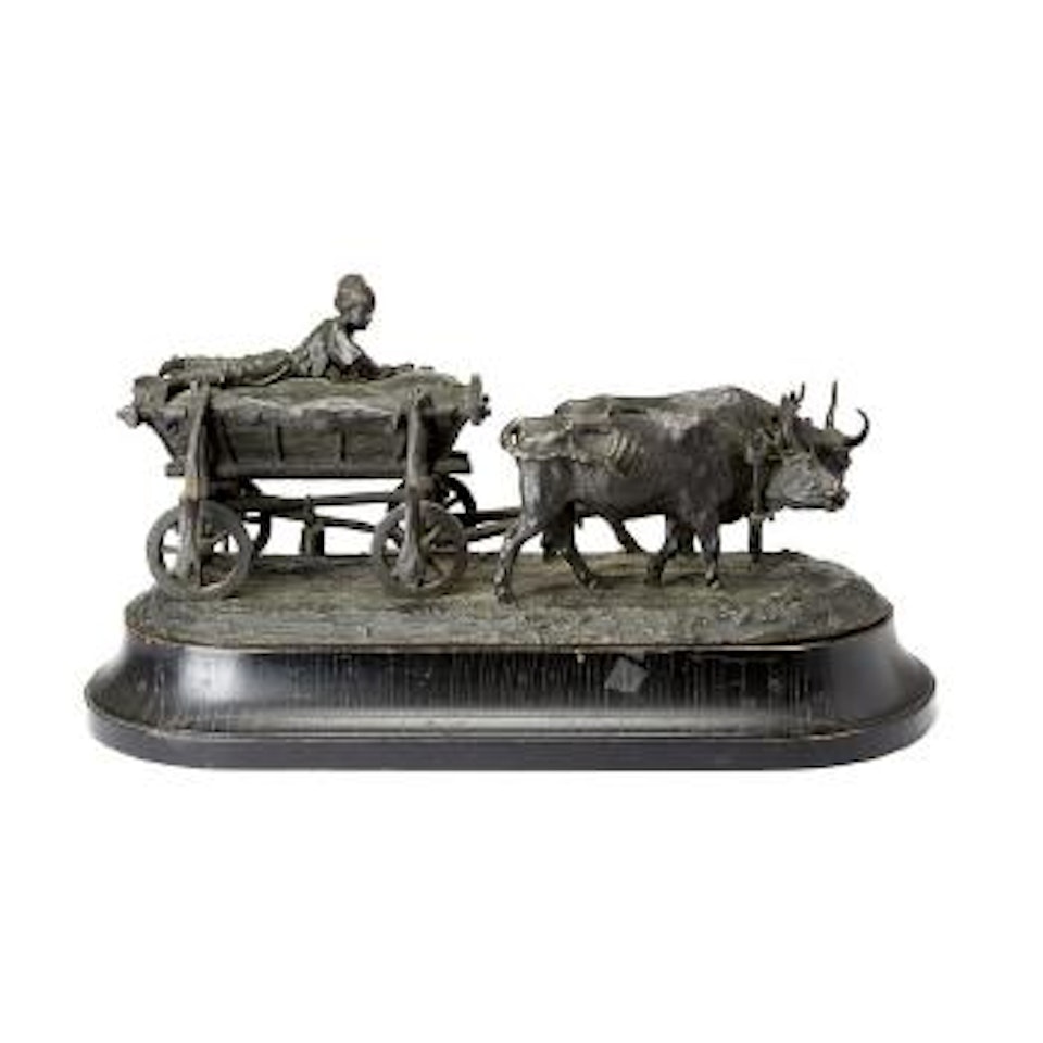 A peasant cart driven by oxen by Eugene Alexandrovic Lanceray