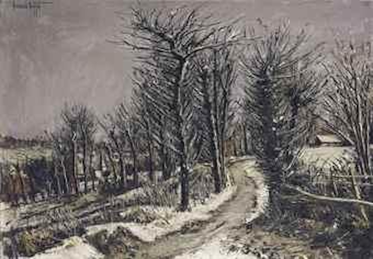 Route sous la neige, environs d'Auray, Bretagne by Bernard Buffet