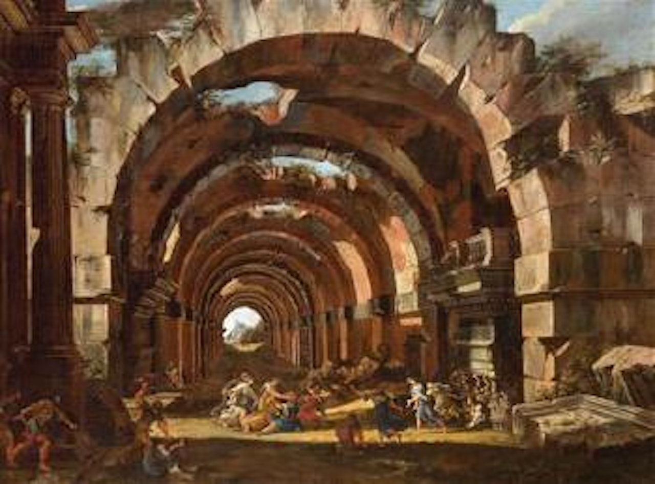 Arches in ruins and Hecuba’s vengeance over Polymestor by Viviano Codazzi by Filippo Lauri