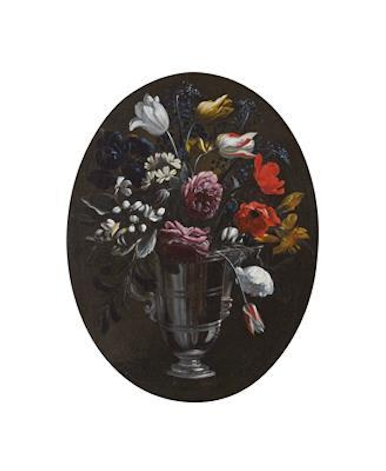 Roses, tulips and red poppies in a vase by Pier Francesco Cittadini