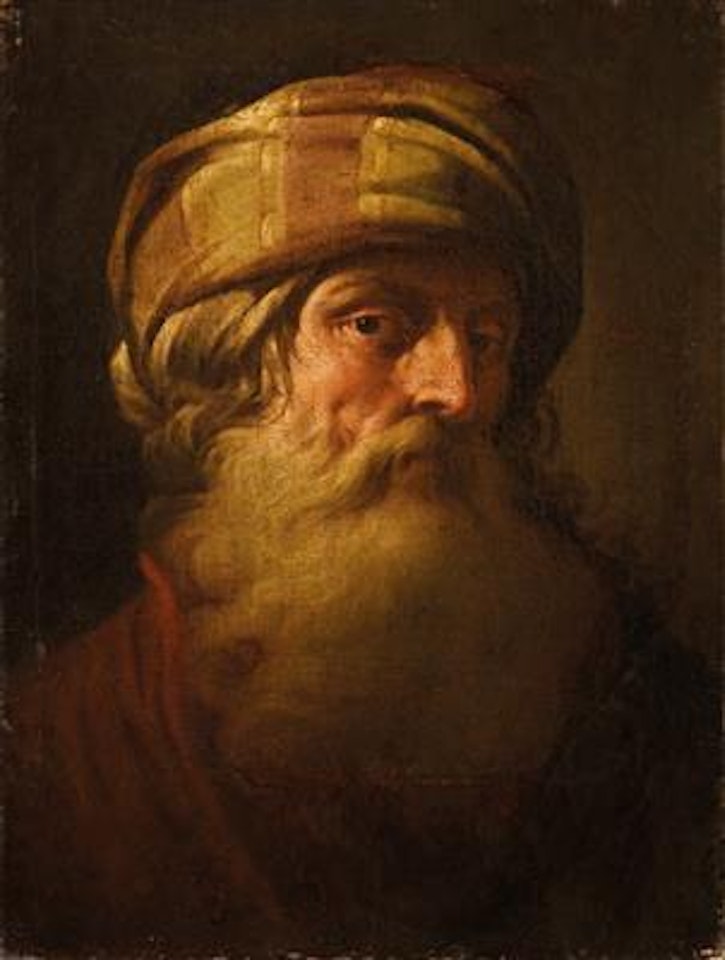 Portrait of a bearded man wearing a turban by Roman School