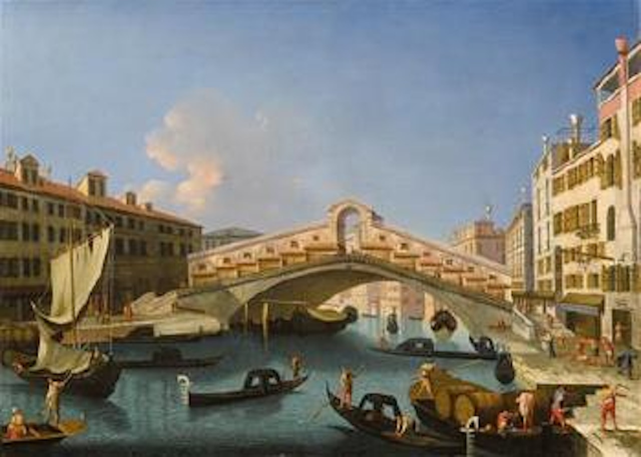 The Rialto Bridge, Venice; The Grand Canal and the Rio di Cannaregio, Venice by Venetian School