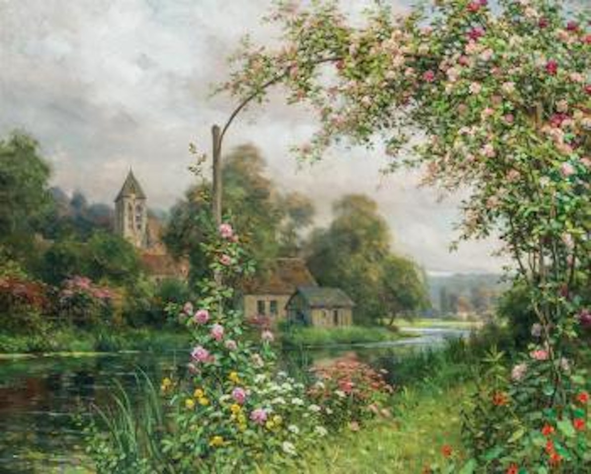Flowers along the river by Louis Aston Knight