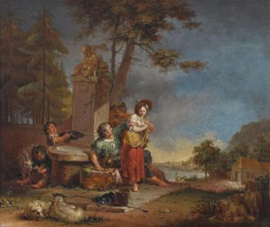 Schäferszene am Brunnen by Januarius Johann Rasso Zick