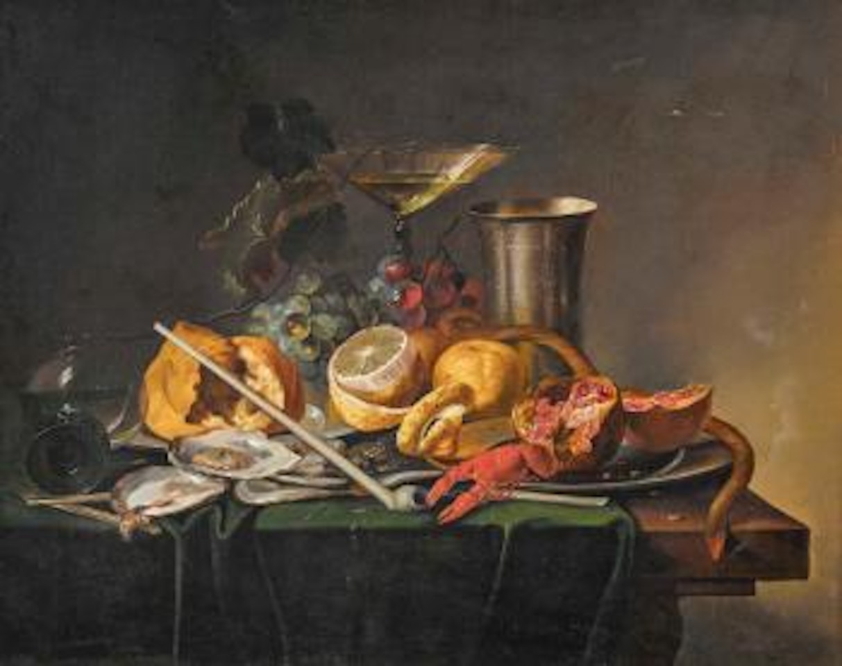 Stillleben mit Früchten, Meerestieren und Trinkgefässen by Dutch School