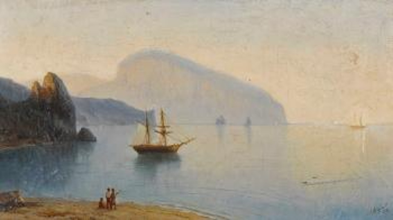 Strandpartie auf der Krim mit dem Berg Ayu-Dag by Ivan Konstantinovich Aivazovsky