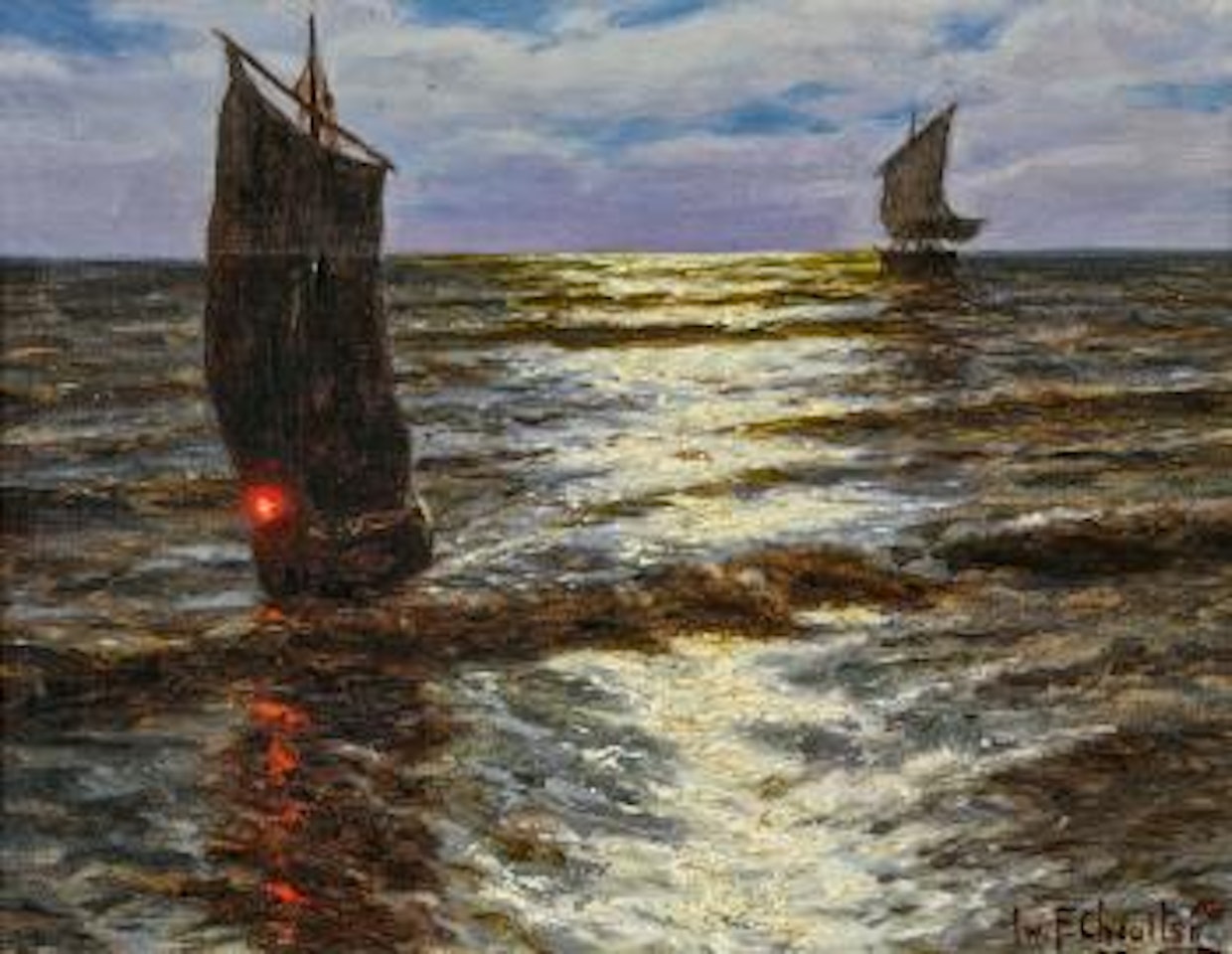 En pleine Mer au Claire de Lune by Ivan Fedorovich Choultse
