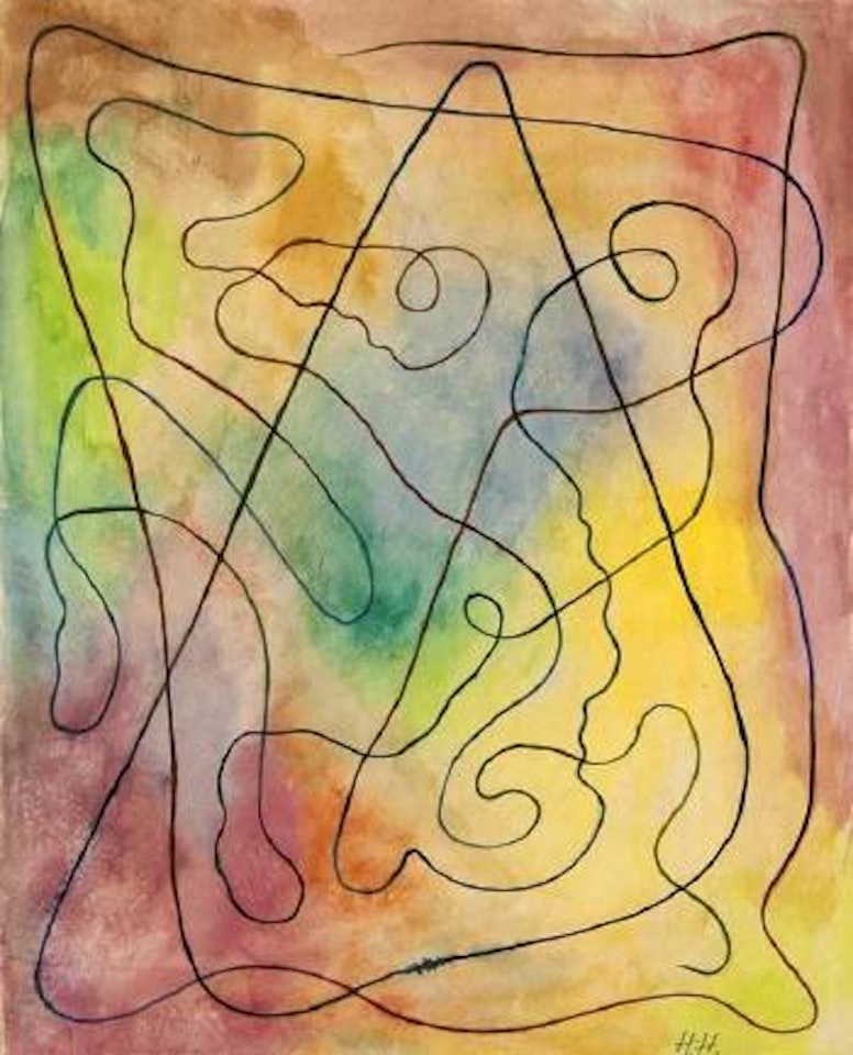 Komposition auf regenbogenfarbenem Grund by Hannah Höch