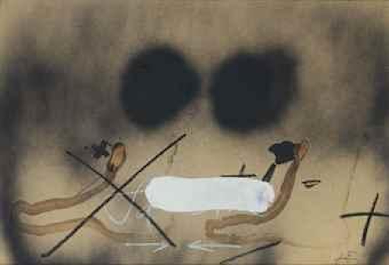 Dues Taques Negres Sobre Marro by Antoni Tapies