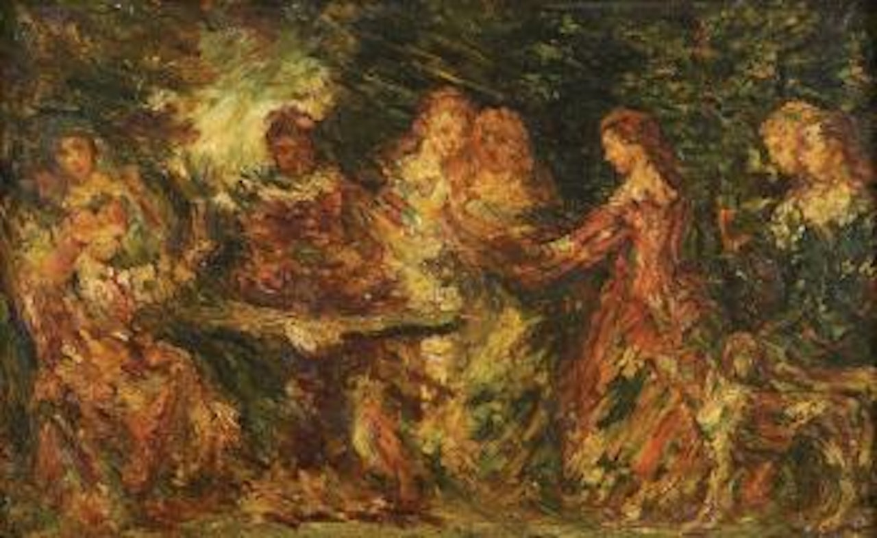 Scène galante dans un parc by Adolphe Monticelli