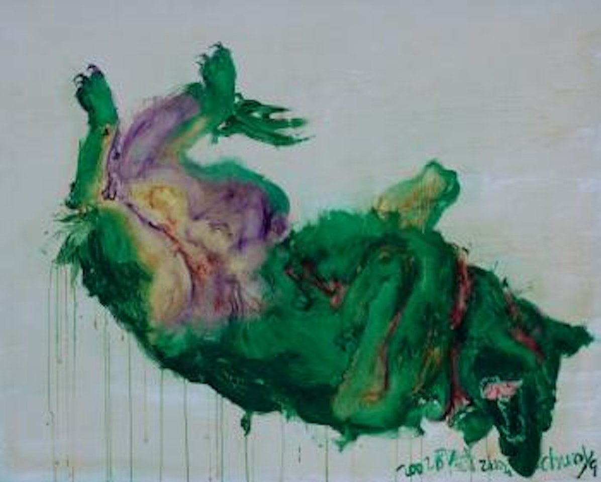 Green dog series by Zhou Chunya