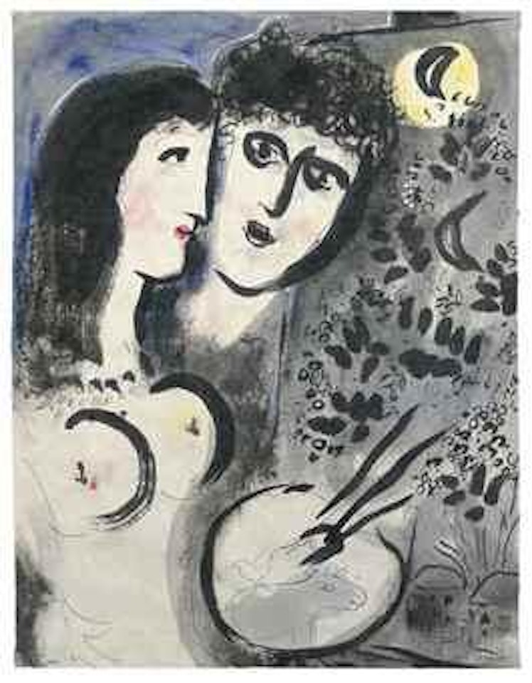 Les amoureux à la palette by Marc Chagall