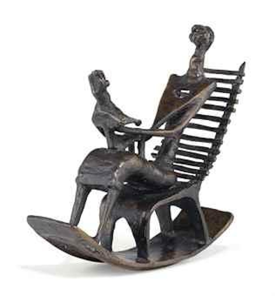 Mother and Child on Ladderback Rocking Chair by Henry Moore
