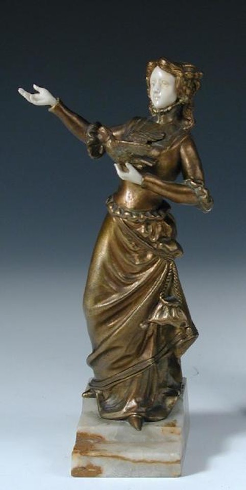 A young woman releasing a dove by Albert-Ernest Carrier-Belleuse