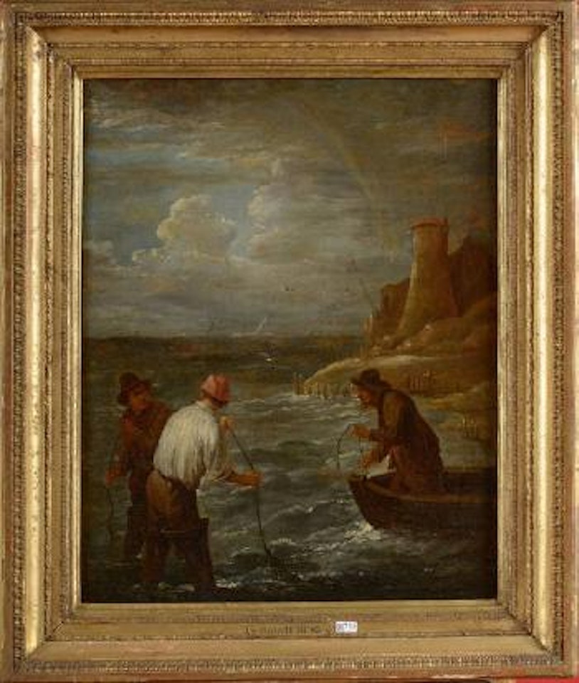 Trois pêcheurs en bord de mer by David Teniers II