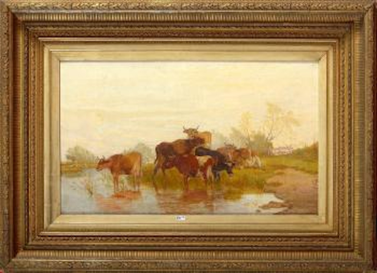 Vaches à la mare by Thomas Sidney Cooper