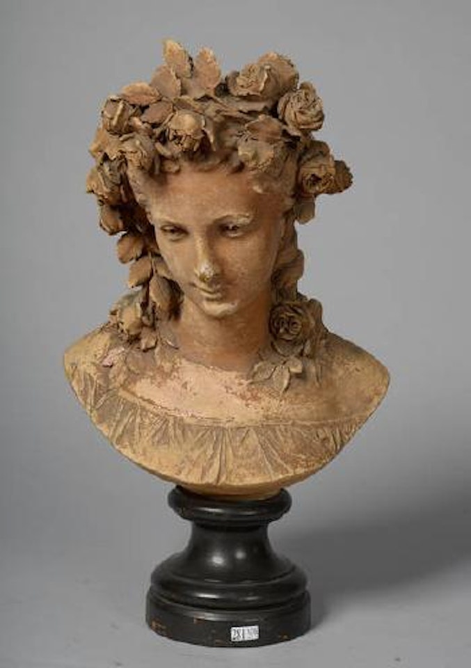 Buste de jeune fille à la coiffe fleurie by Albert-Ernest Carrier-Belleuse
