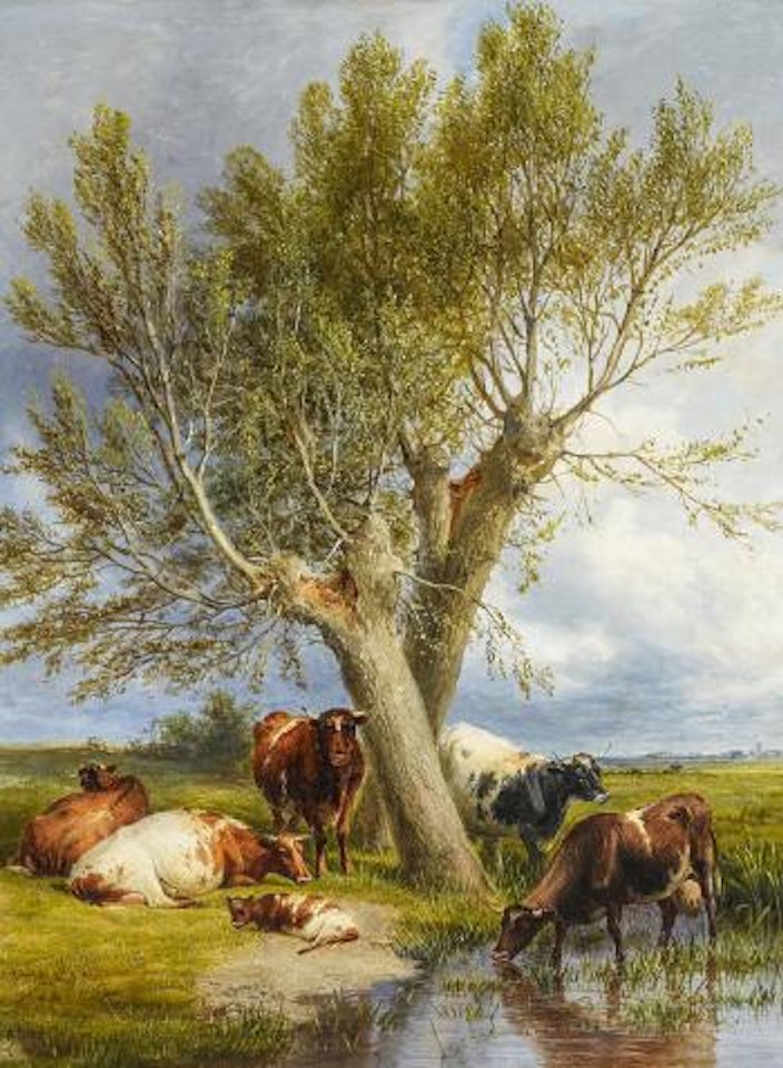 Cattle at the Pond by Thomas Sidney Cooper