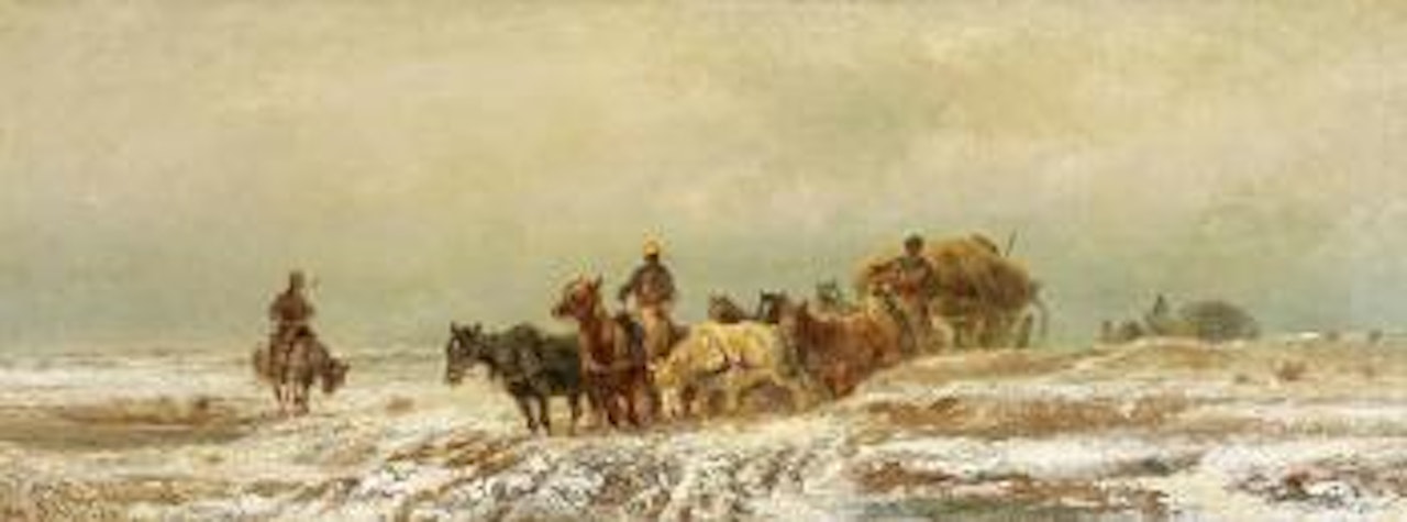Wintery Cossacks procession by Adolf Schreyer