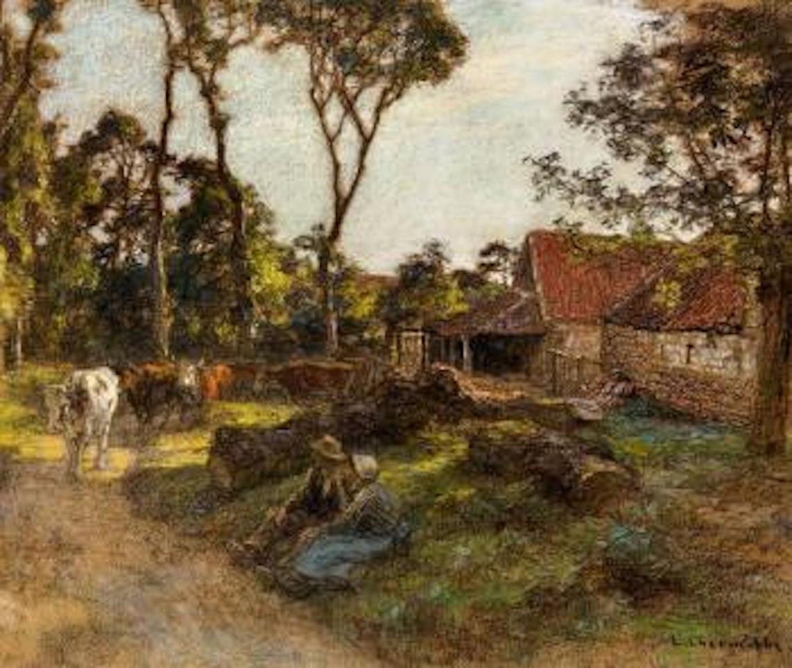 La ferme de sombre près de Wissant by Léon Augustin Lhermitte